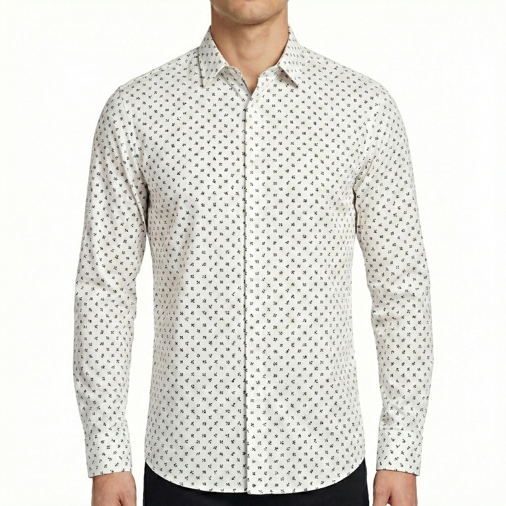 Armani Exchange White Vintage Shirt with Black Pattern